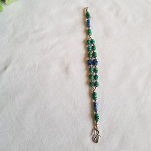 African Turquoise and Lapis gemstone bracelet .925 S clasp,   #903